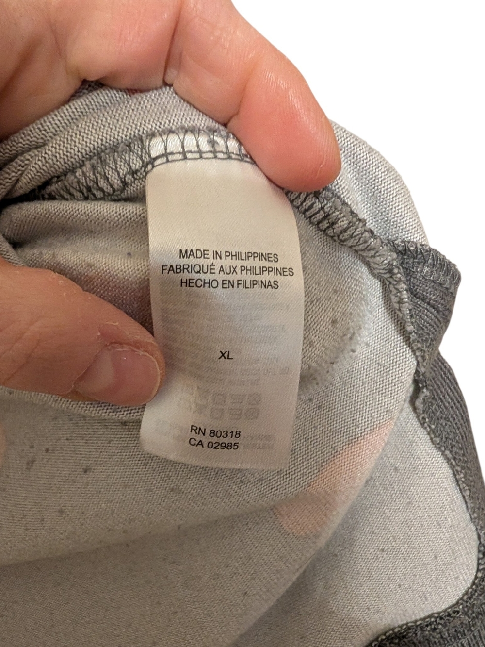 Lucky Brand Charcoal V-Neck Sweater with Peach and Light Pink Hearts - Picture 5 of 7